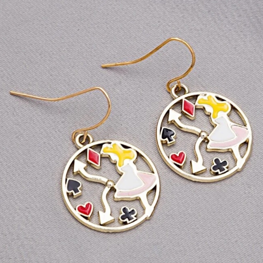 ALICE IN WONDERLAND dangle drop earrings NWT